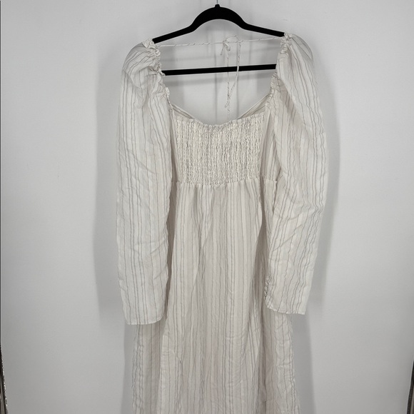 Free People Luna Button Down Pin Stripe Puff Long Sleeve Maxi Top XL - Picture 11 of 12